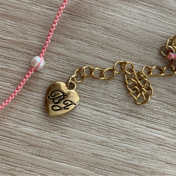 Betsey Johnson heart lackey pearl necklace vintage y2k - Picture 5 of 5